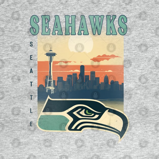 Seattle Seahawks Vintage Style by Retro Travel Design